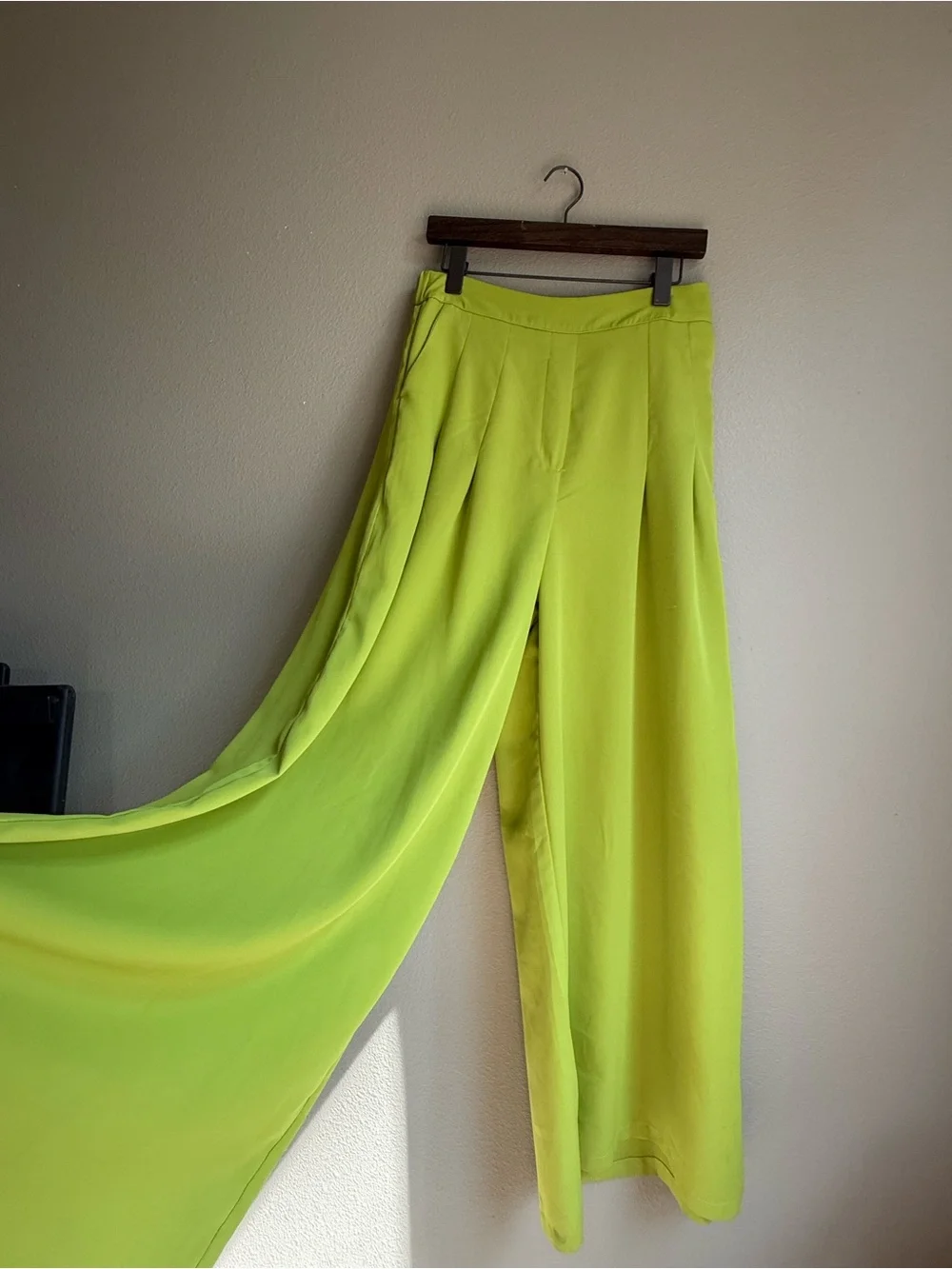 Neon green j.NNA for Dressed in LALA wide leg pants